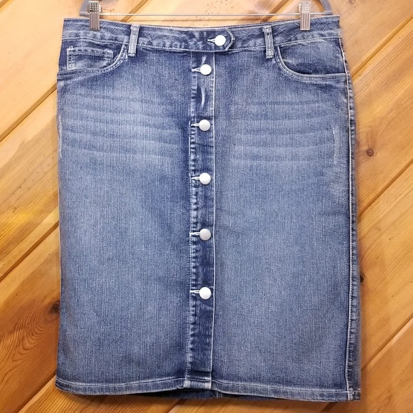 baccini jean skirt